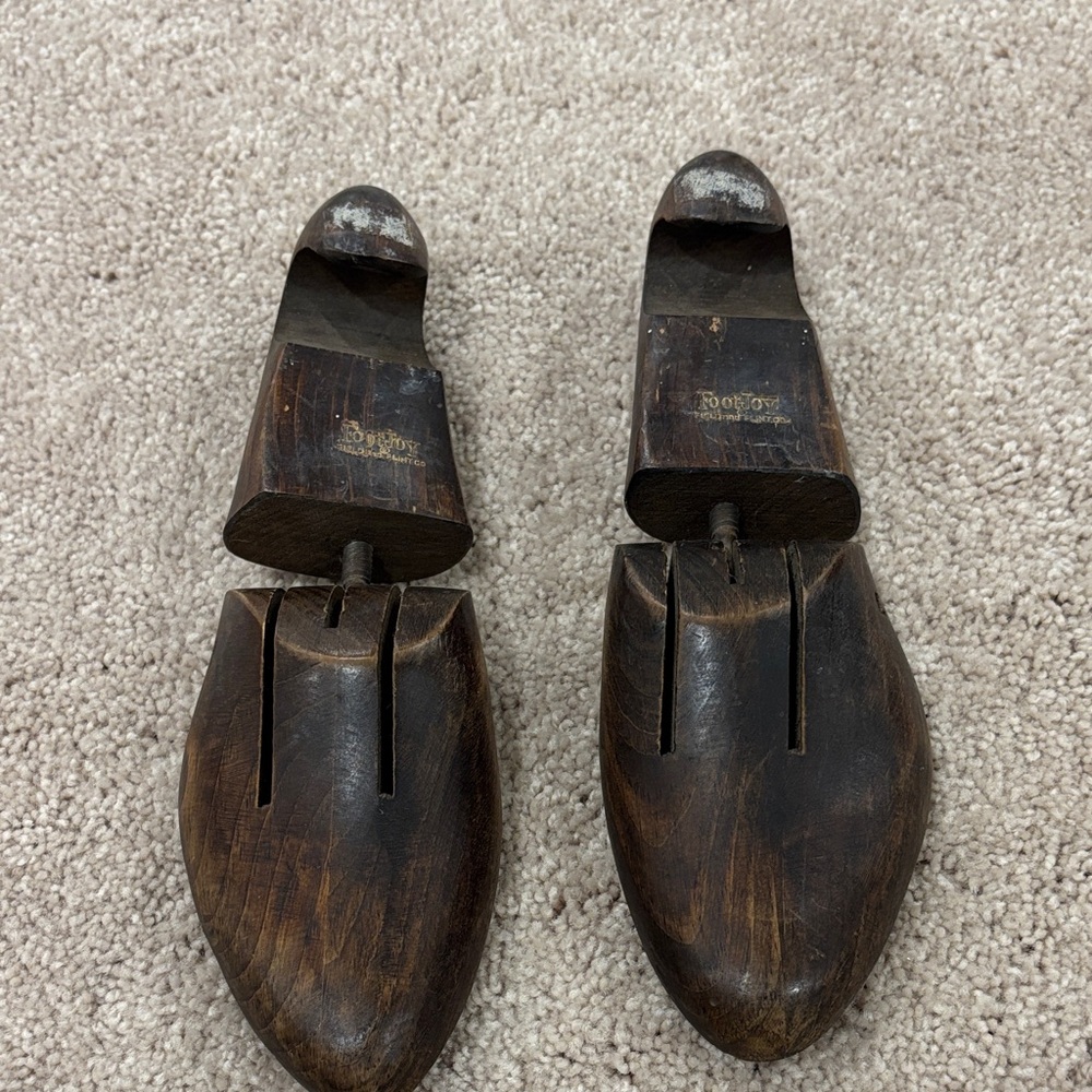 Antique wooden Dark Brown Wooden Shoe Trees by foot Joy field and flint co
